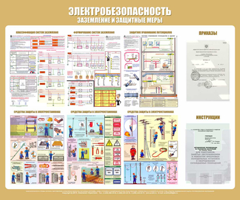 С24 Стенд электробезопасность (заземление и защитные меры) (1200х1000 мм, пластик ПВХ 3 мм, алюминиевый багет серебряного цвета) - Стенды - Стенды по электробезопасности - Магазин охраны труда и техники безопасности stroiplakat.ru